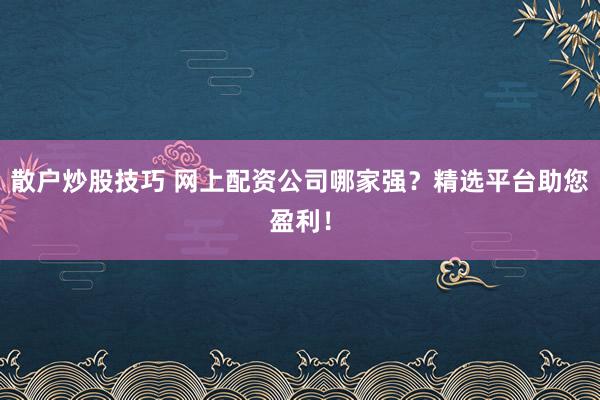 散户炒股技巧 网上配资公司哪家强？精选平台助您盈利！