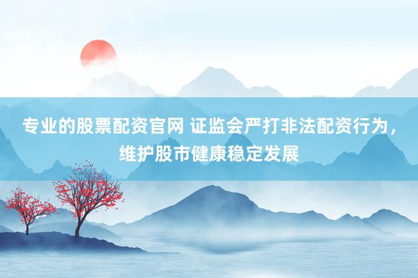 专业的股票配资官网 证监会严打非法配资行为，维护股市健康稳定发展
