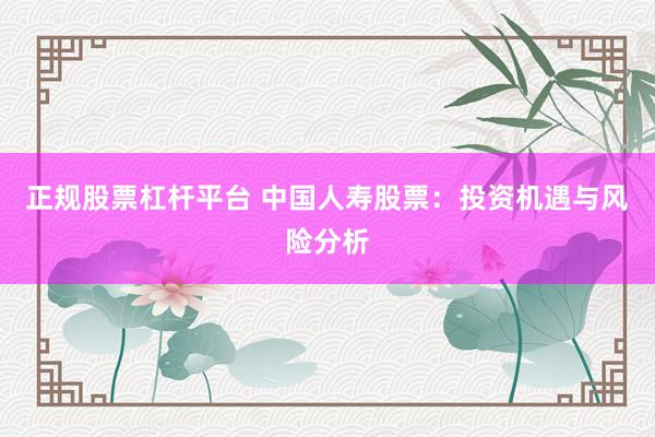 正规股票杠杆平台 中国人寿股票：投资机遇与风险分析