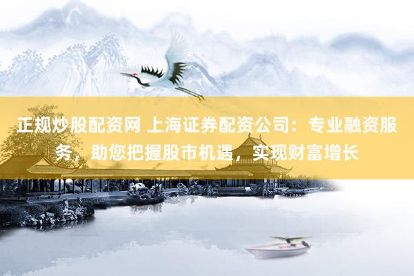 正规炒股配资网 上海证券配资公司：专业融资服务，助您把握股市机遇，实现财富增长
