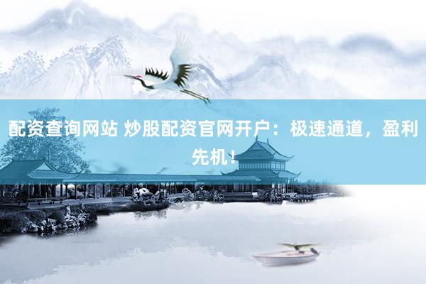 配资查询网站 炒股配资官网开户：极速通道，盈利先机！
