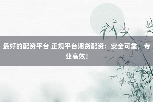 最好的配资平台 正规平台期货配资：安全可靠，专业高效！