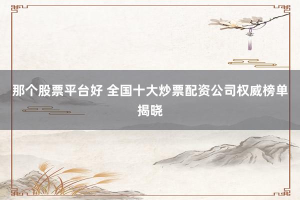 那个股票平台好 全国十大炒票配资公司权威榜单揭晓