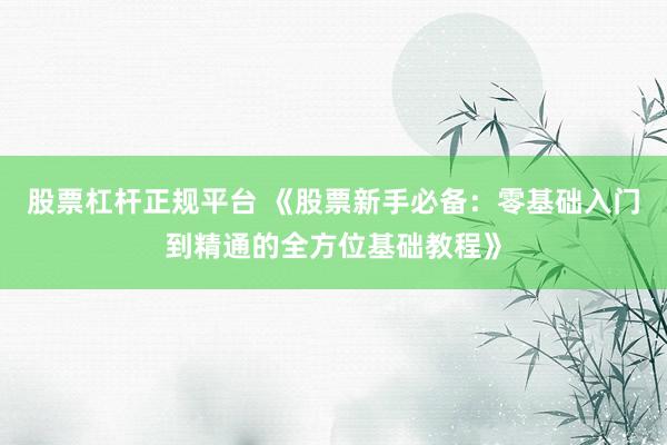 股票杠杆正规平台 《股票新手必备:零基础入门到精通的全方位基础教程》