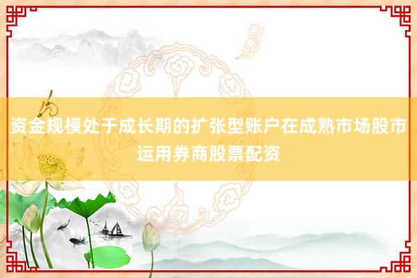 资金规模处于成长期的扩张型账户在成熟市场股市运用券商股票配资