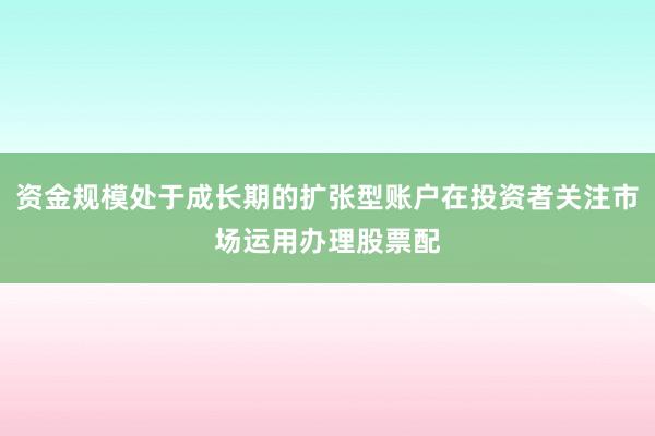 资金规模处于成长期的扩张型账户在投资者关注市场运用办理股票配
