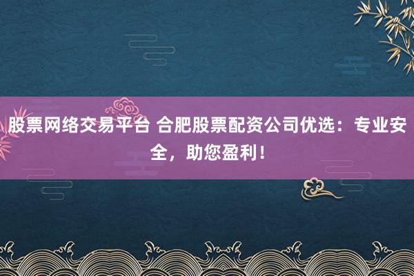 股票网络交易平台 合肥股票配资公司优选：专业安全，助您盈利！