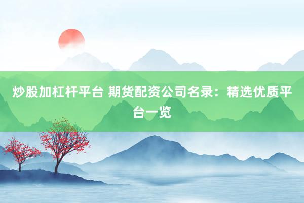 炒股加杠杆平台 期货配资公司名录：精选优质平台一览