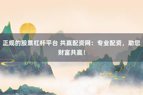 正规的股票杠杆平台 共赢配资网：专业配资，助您财富共赢！
