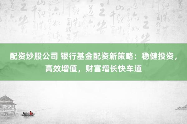 配资炒股公司 银行基金配资新策略：稳健投资，高效增值，财富增长快车道