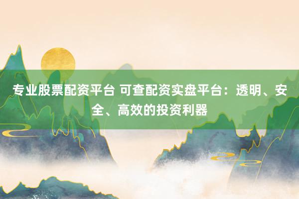 专业股票配资平台 可查配资实盘平台：透明、安全、高效的投资利器
